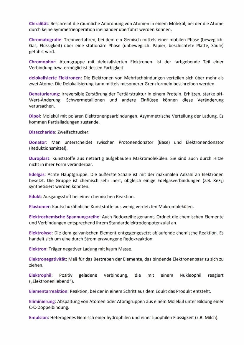 Glossar: Fachbegriffe aus der Chemie
Das Glossar enthält (so gut wie) alle Fachbegriffe, die man vom Anfangsunterricht der Chemie bis
zum Ab