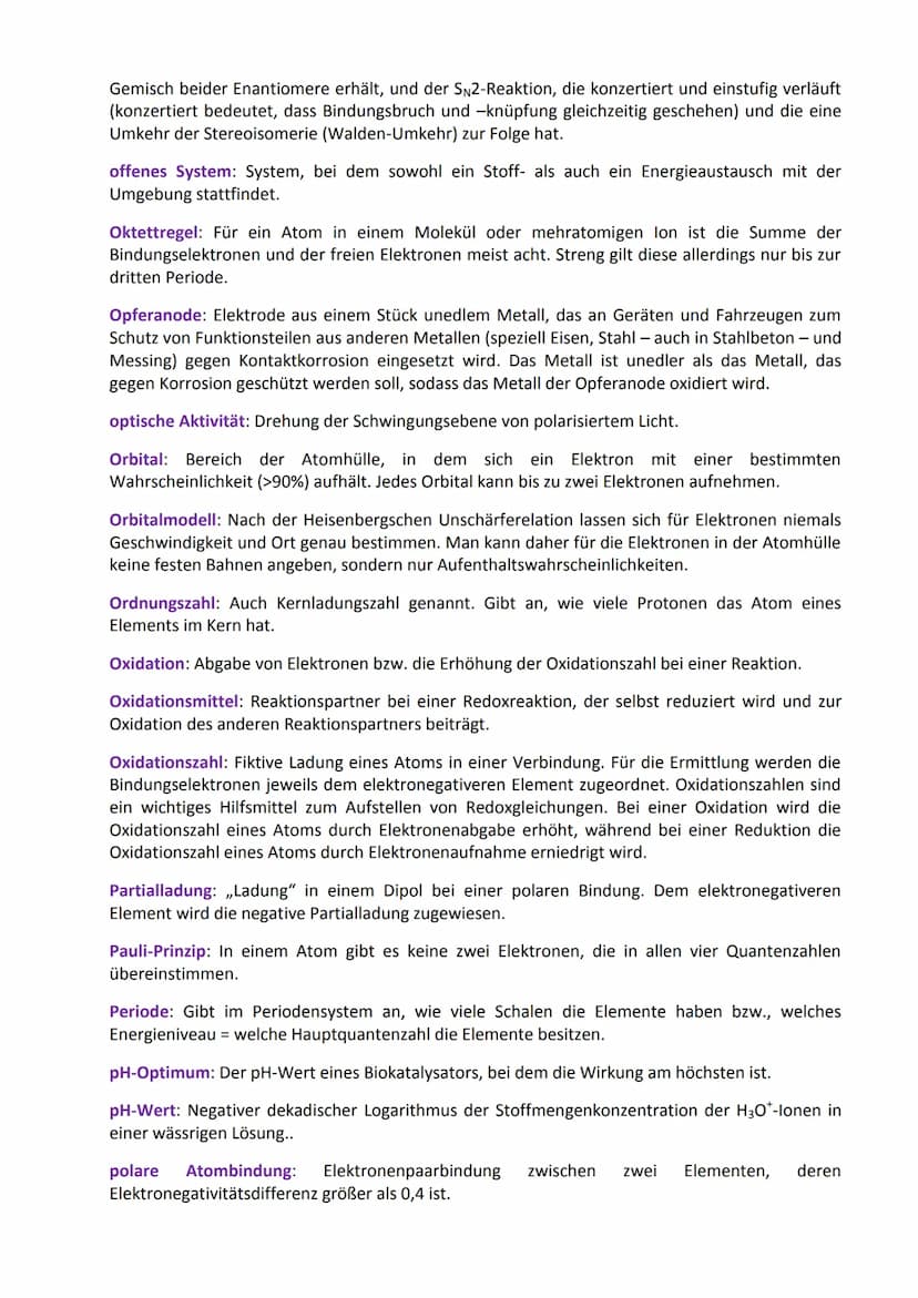 Glossar: Fachbegriffe aus der Chemie
Das Glossar enthält (so gut wie) alle Fachbegriffe, die man vom Anfangsunterricht der Chemie bis
zum Ab