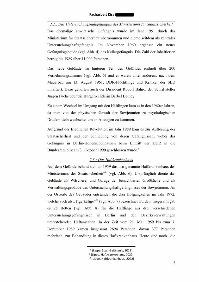 丑丑
Facharbeit Kira
mmm
un 110
III
Em m
Gefängnis der Staatssicherheit in Berlin-Hohenschönhausen
Haftgründe und Haftbedingungen
Facharbeit v