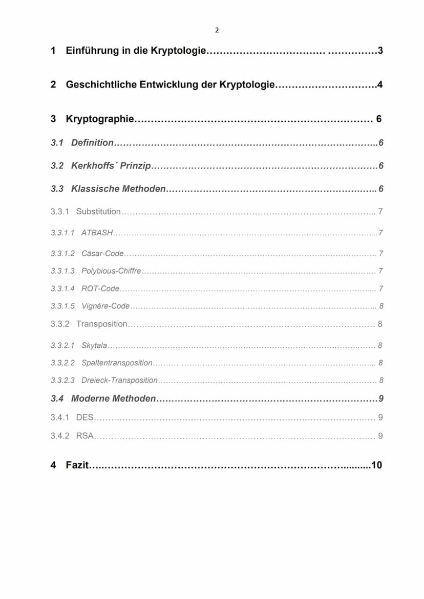 Facharbeit Informatik
Kryptologie
Klasse 9
Schuljahr 2017/2018
07.06.2018 1 Einführung in die Kryptologie..
2 Geschichtliche Entwicklung der