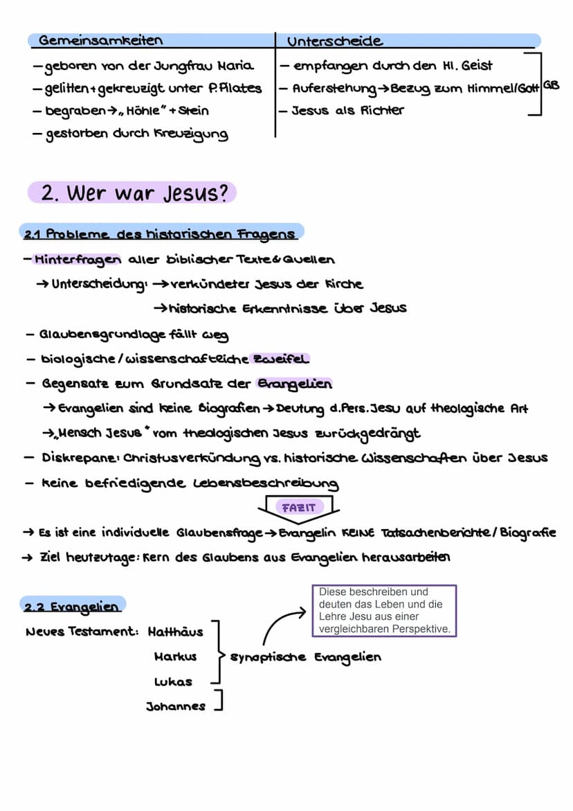Religion Klausur 1
THEMEN
-Jesus (historisch & theologisch)
- Gleichnisse
- Reich-Gottes-Lehre
1. Jesus
JESUS
44 historischer Jesus
4.2 theo