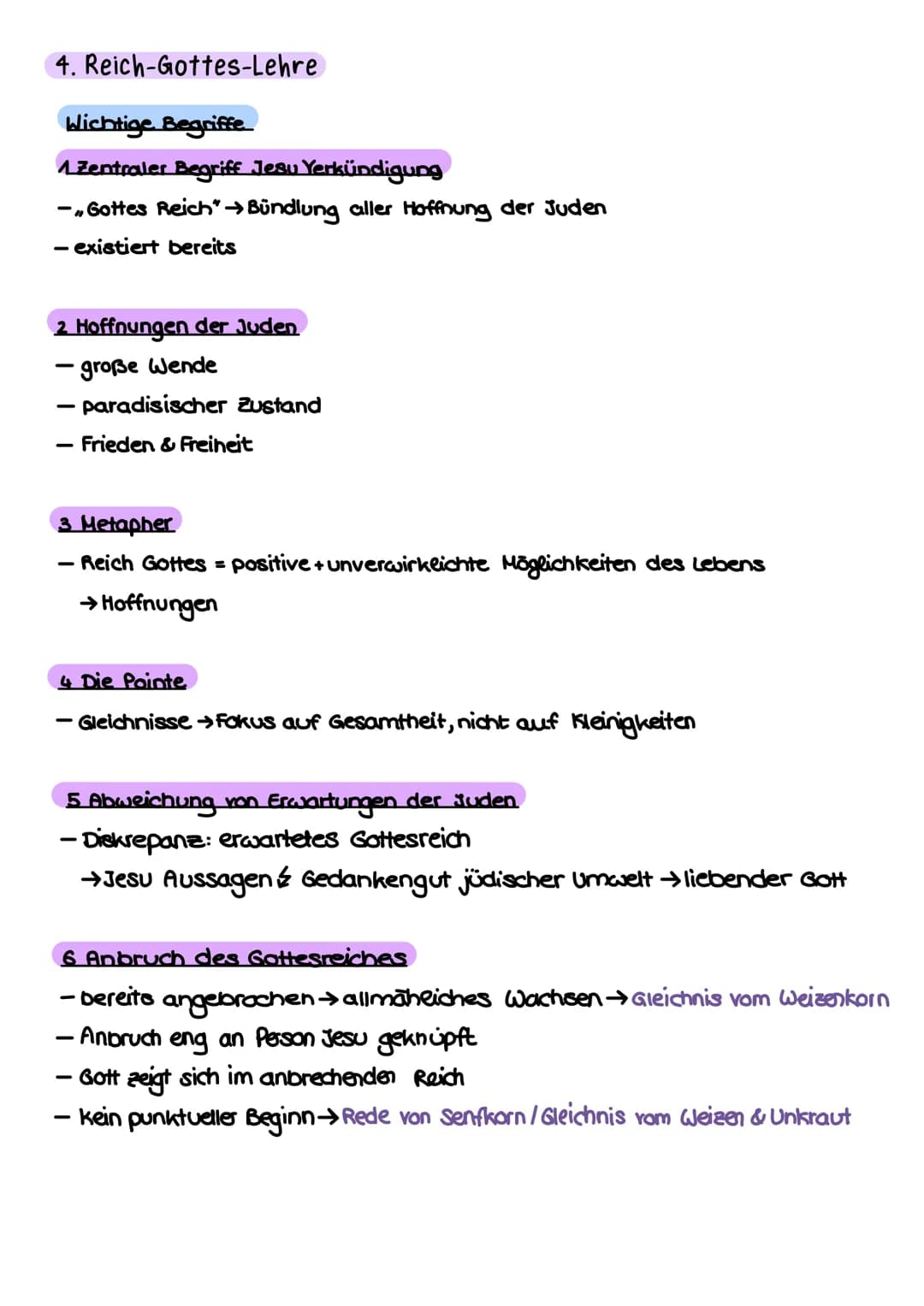 Religion Klausur 1
THEMEN
-Jesus (historisch & theologisch)
- Gleichnisse
- Reich-Gottes-Lehre
1. Jesus
JESUS
44 historischer Jesus
4.2 theo