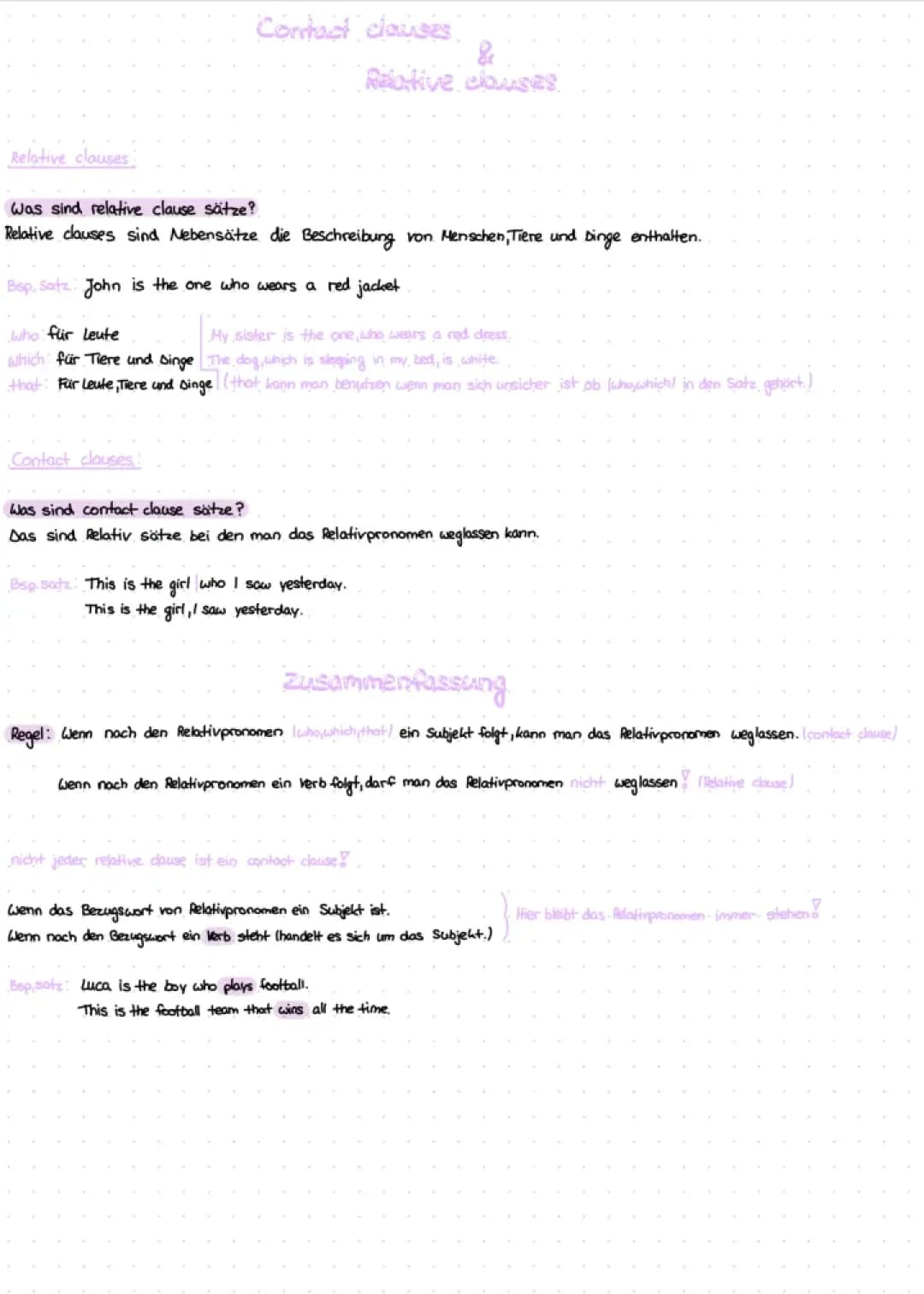 Relative clause & Contact clause