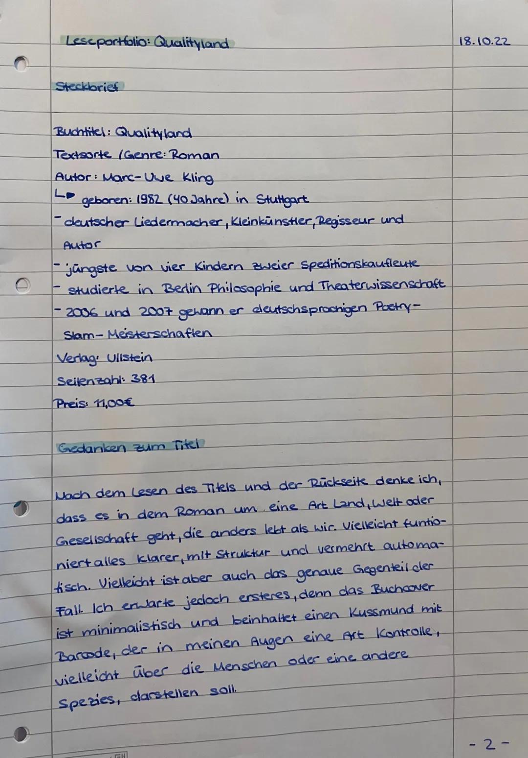 # LESE PORTFOLIO

Qualityland

"Weil du egal bist, Mann!"

"Das könnte ja ewig dauern."

"Laufen?"

"Du Fuchs..."

"Ich fange an, meine Gerä