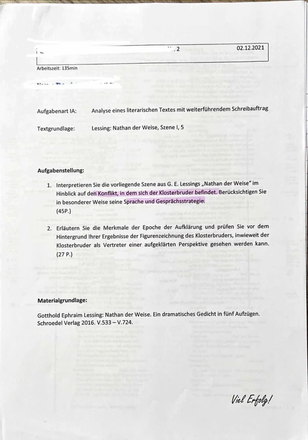 Nathan der Weise: 5. Aufzug, 1. Auftritt - Zusammenfassung, Szenenanalyse und wichtige Textstellen