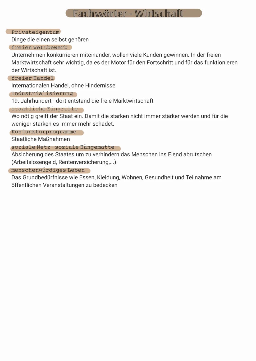 Lernzettel - Wirtschaft
Soziale Marktwirtschaft
Wurde nach dem 2. Weltkrieg eingeführt. Ist die Wirtschaftsordnung in Deutschland. Der
Staat