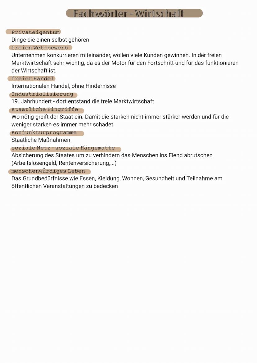 Lernzettel - Wirtschaft
Soziale Marktwirtschaft
Wurde nach dem 2. Weltkrieg eingeführt. Ist die Wirtschaftsordnung in Deutschland. Der
Staat