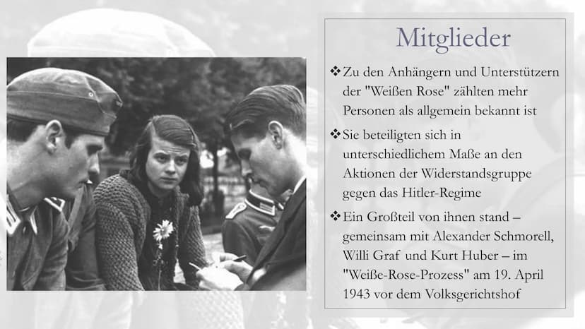 WIDERSTANDSGRUPPE
DIE WEIBE ROSE"
,,
Gegen den Nationalsozialismus! ●
●
●
Inhalt:
Hintergrund
Beginn des Widerstandes
Mitglieder
●
●
Kurt Hu
