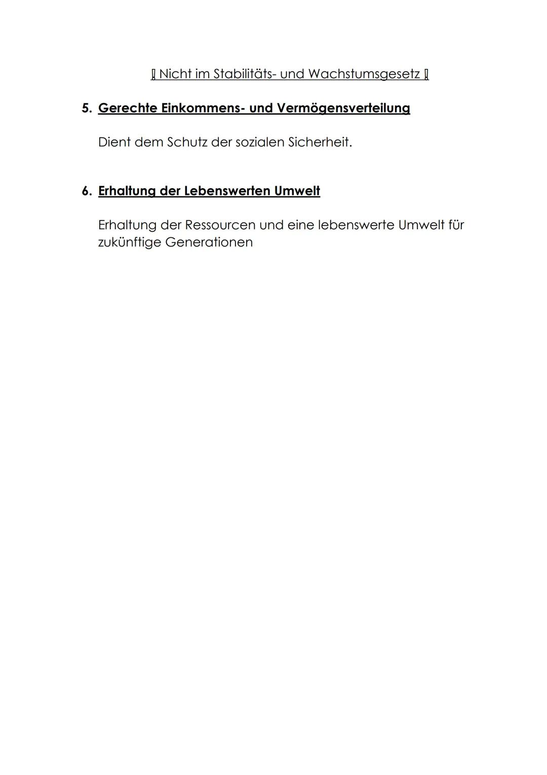 # Das magische Sechseck

1. Wirtschaftswachstum
Ziel: ständiges und angemessenes Wirtschaftswachstum
Definition: Das Bruttoinlandsprodukt mu
