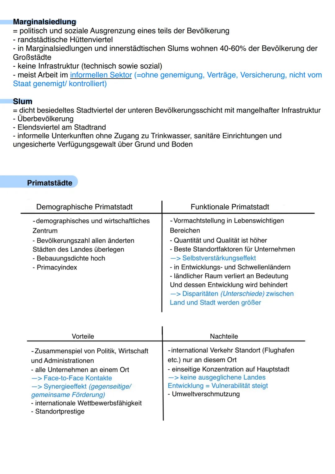 Metropolisierung und Marginalisierung
Metropole
- Hauptstadt oder politischer, wirtschaftlicher, gesellschaftlicher Mittelpunkt eines Landes