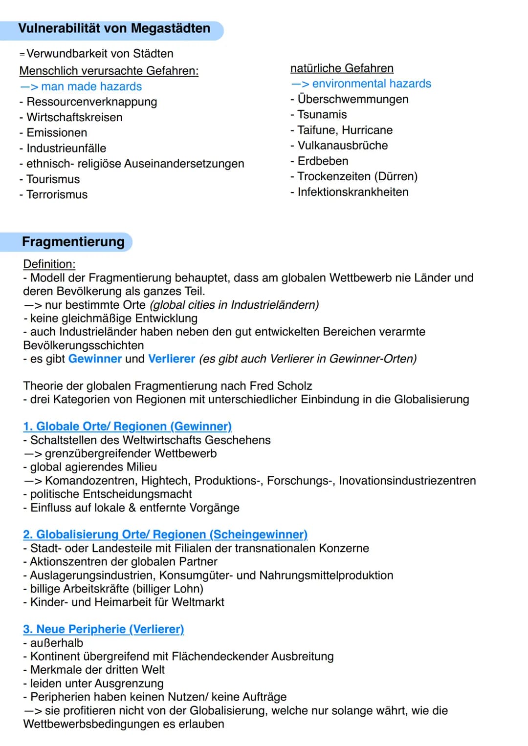 Metropolisierung und Marginalisierung
Metropole
- Hauptstadt oder politischer, wirtschaftlicher, gesellschaftlicher Mittelpunkt eines Landes