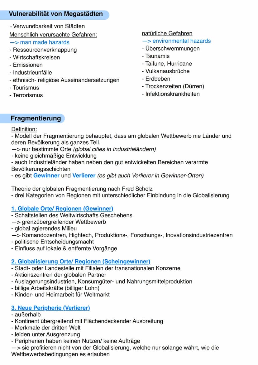 Metropolisierung und Marginalisierung
Metropole
- Hauptstadt oder politischer, wirtschaftlicher, gesellschaftlicher Mittelpunkt eines Landes