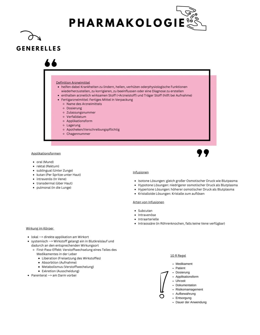 GENERELLES
PHARMAKOLOGIE
Definition Arzneimittel
• helfen dabei Krankheiten zu lindern, heilen, verhüten oderphysiologische Funktionen
wiede