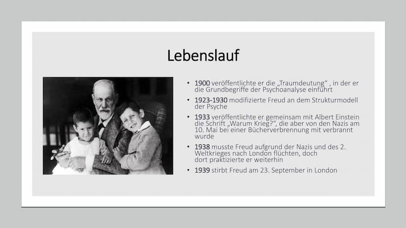 Sigmund Freud
Wer ist Sigmund Freud; Lebenslauf; „Was hat ihn berühmt gemacht?"; Das Strukturmodell der
Psyche; Psychoanalyse; Sigmund Freud