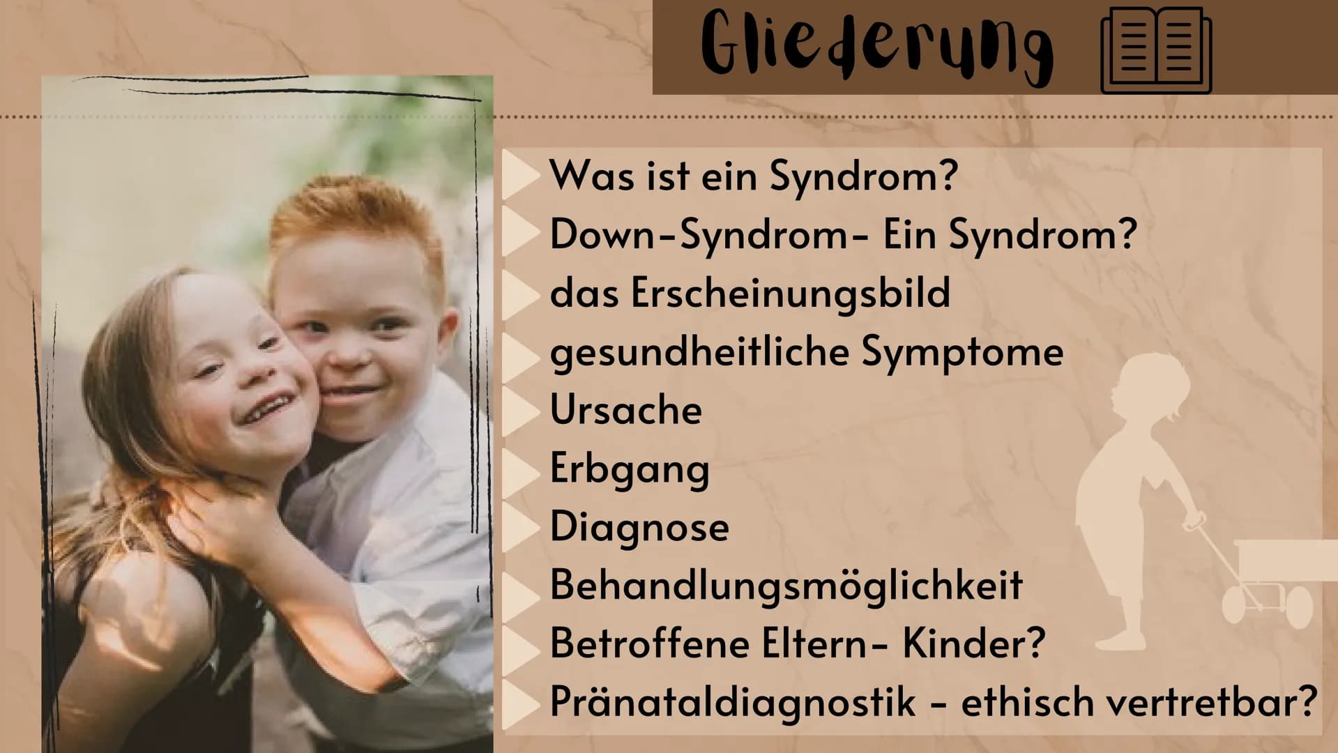 O
Down-Syndrom
eine Erbkrankheit?
Präsentation
Sarah Keller
13.01.2021
BIO LK
HB Gliederung E
Was ist ein Syndrom?
Down-Syndrom-Ein Syndrom?