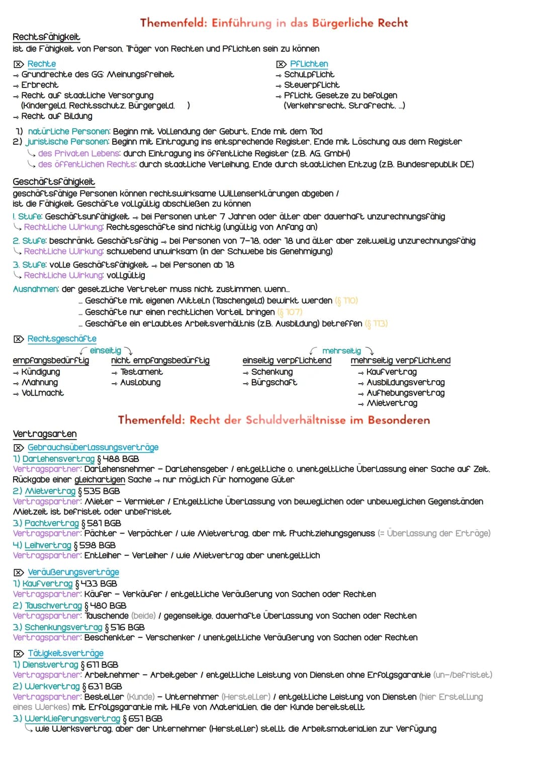 Rechtsfähigkeit
ist die Fähigkeit von Person. Träger von Rechten und Pflichten sein zu können
PFLichten
→ Schulpflicht
→ Steuerpflicht
Recht