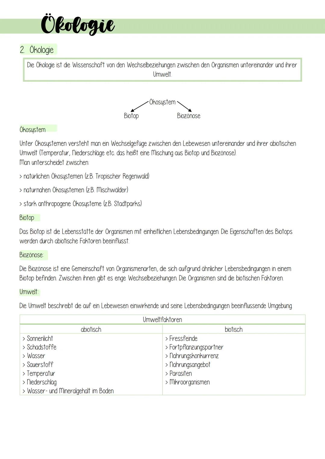 Ökologie
1. Lebensprozesse grüner Pflanzen
Es gibt schätzungsweise 250 000 verschiedene Arten von Pflanzen, welche in folgendes Schema einzu