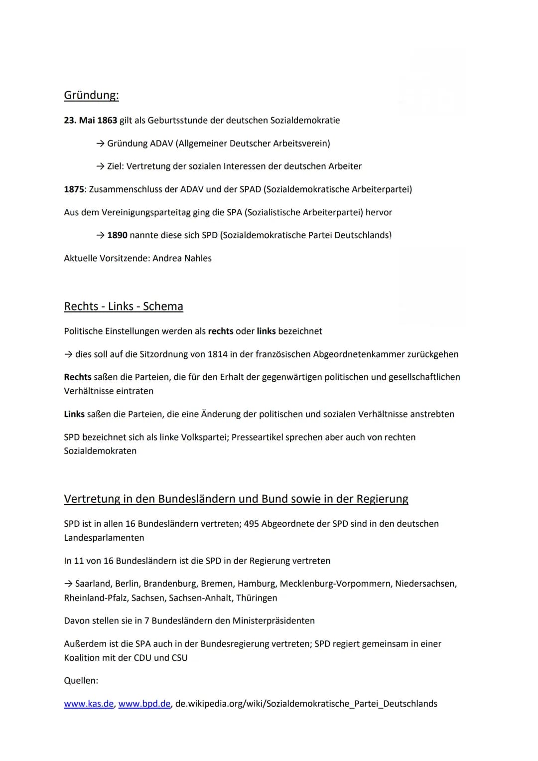 Gründung:
23. Mai 1863 gilt als Geburtsstunde der deutschen Sozialdemokratie
→ Gründung ADAV (Allgemeiner Deutscher Arbeitsverein)
→ Ziel: V