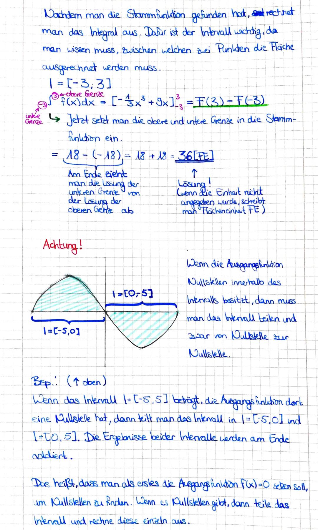 MATHE
Tr
Um eine Flache anischen dem
Graphen und der x-Achse auszurechnen,
braucht man das Integral !
Als aller erstes aber wird die
Stammfu