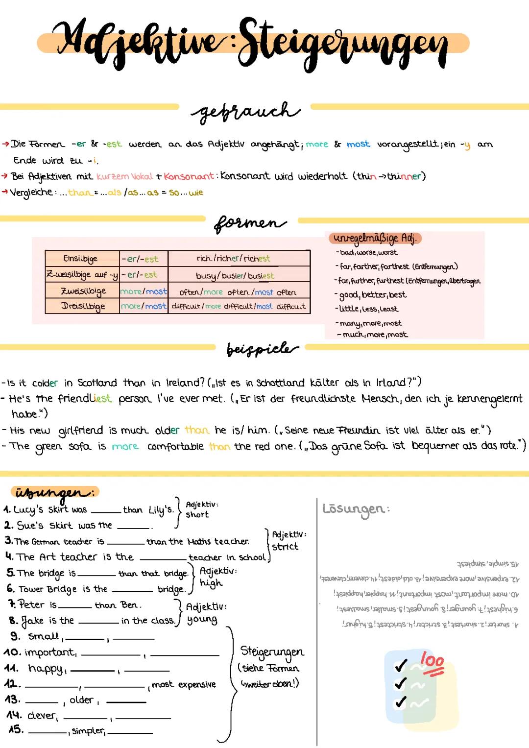 Adjektive: Steigerungen (Englisch)
