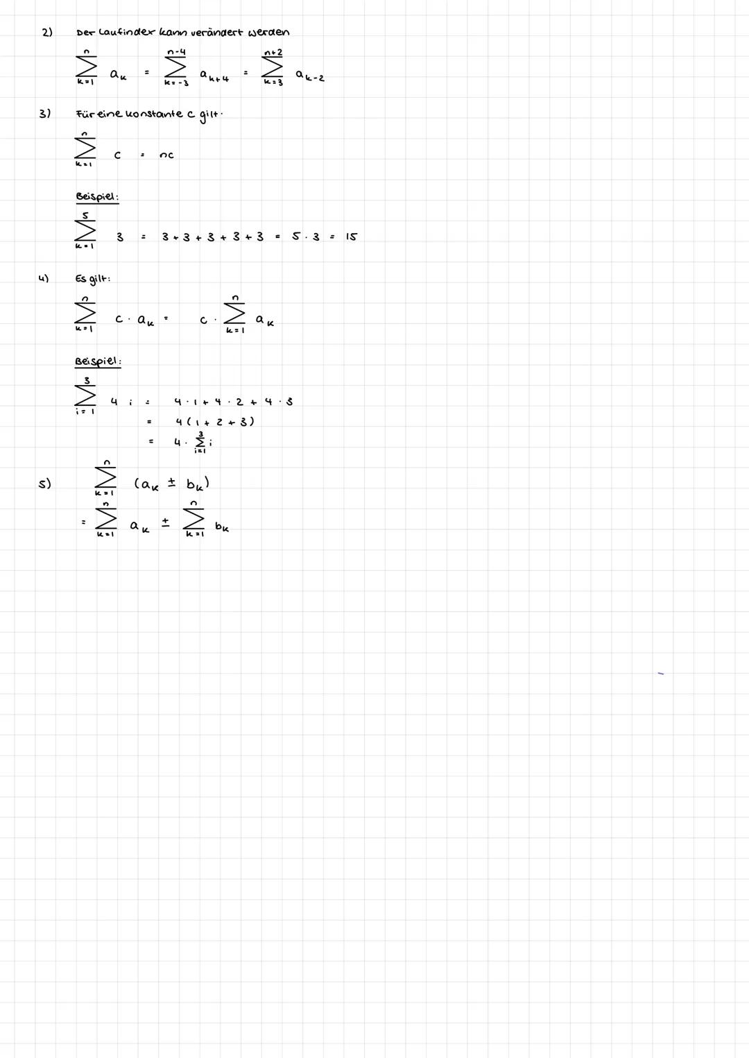 # Das Summenzeichen

Beispiel:

$
\sum_{k=0}^{5} (k+1) = (0+1)+(1+1) + (2+1)+(3+1) + (4+1) + (5+1)
$

1. Summand 2. Summand
für k=0 für k=1

