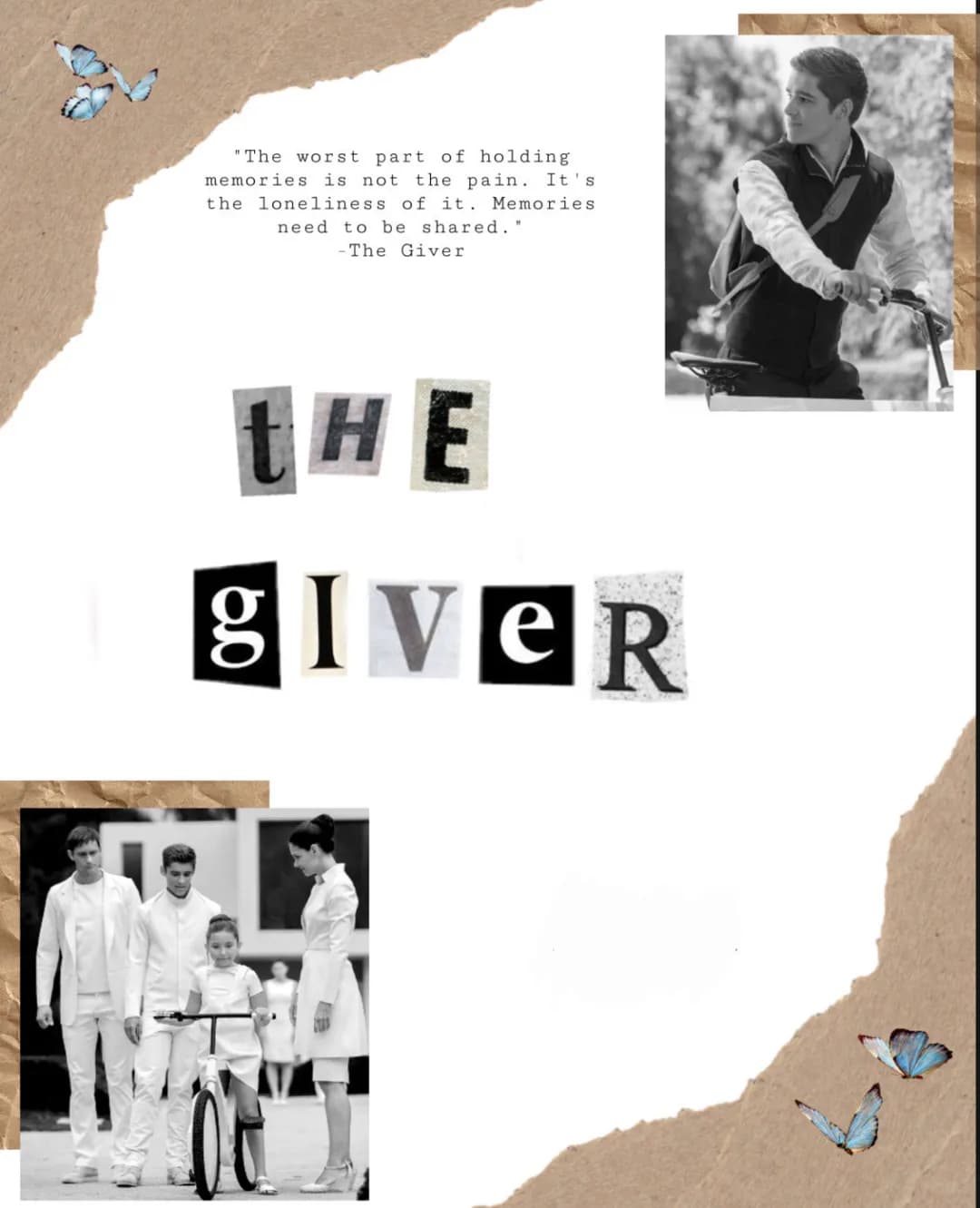 "The worst part of holding
memories is not the pain. It's
the loneliness of it. Memories
need to be shared."
-The Giver
THE
gIVER taBLE OF
C