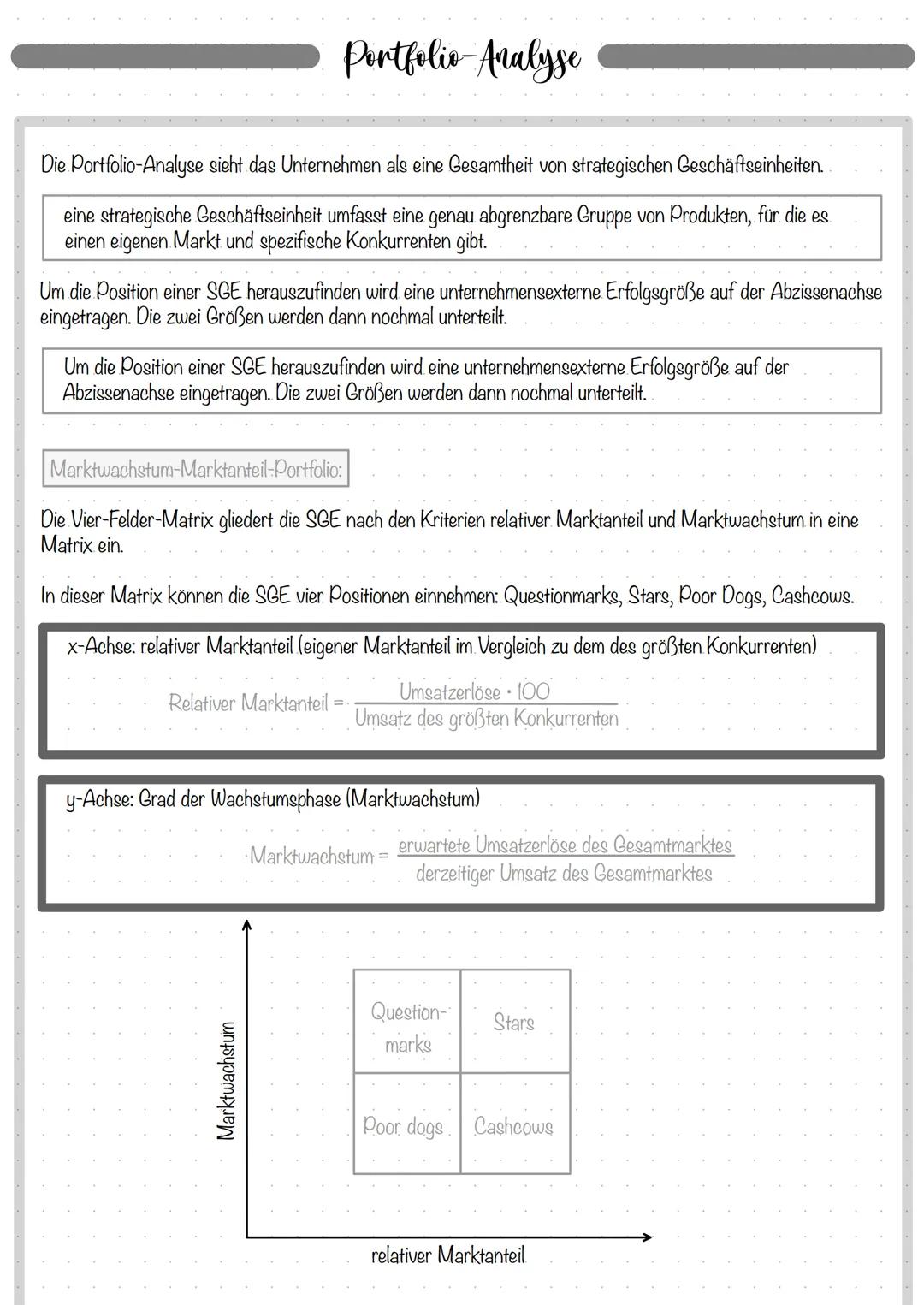 Die Portfolio-Analyse sieht das Unternehmen als eine Gesamtheit von strategischen Geschäftseinheiten.
eine strategische Geschäftseinheit umf