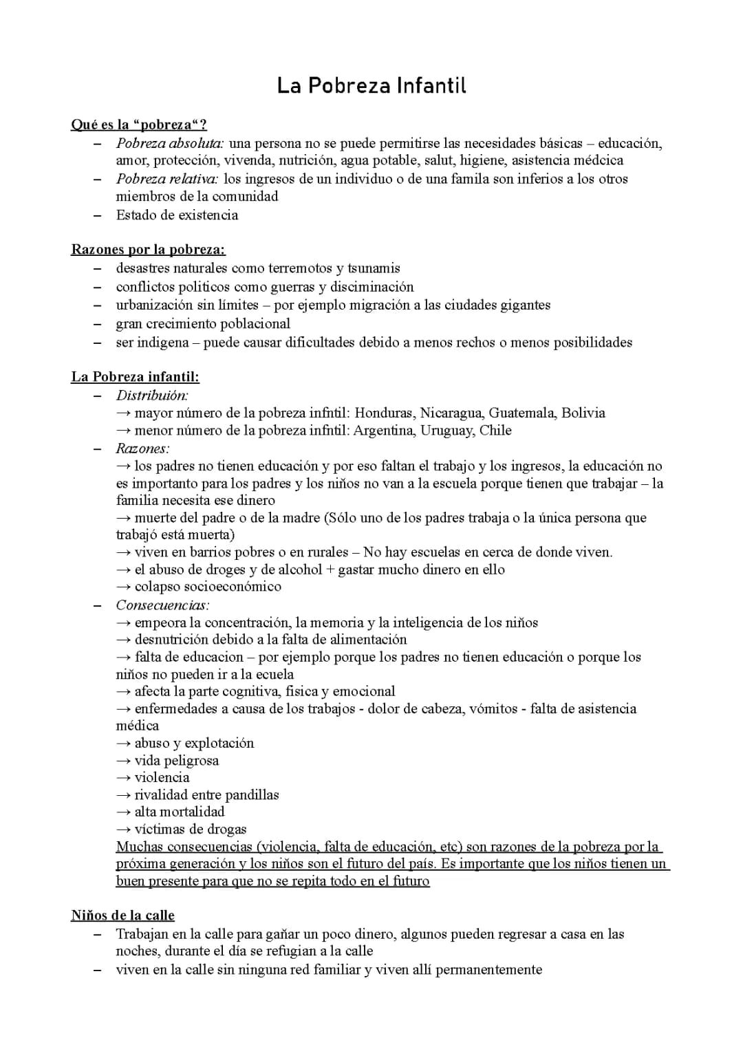 Pobreza en Bolivia y Niños de la Calle: Razones y Consecuencias