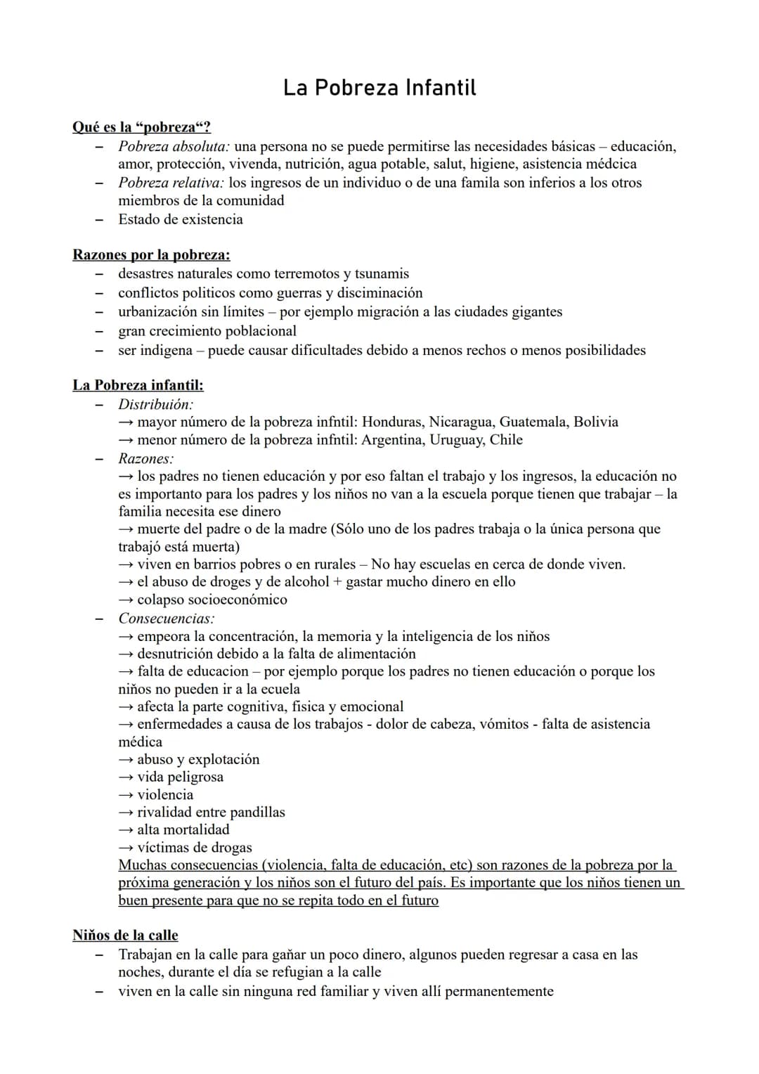 La Pobreza Infantil
Qué es la "pobreza"?
Pobreza absoluta: una persona no se puede permitirse las necesidades básicas - educación,
amor, pro
