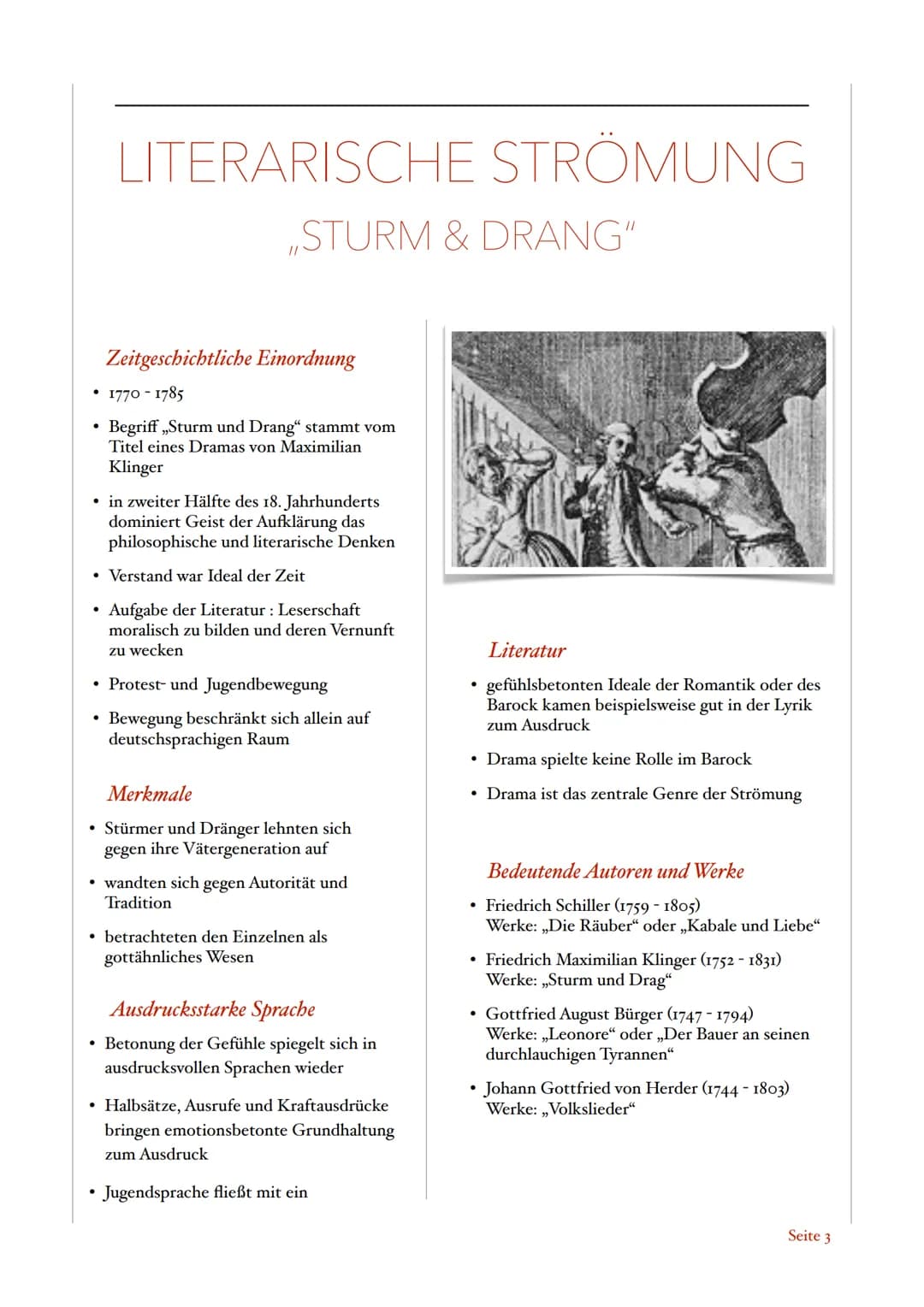 LITERARISCHE STRÖMUNG
,,STURM & DRANG"
Zeitgeschichtliche Einordnung
• 1770-1785
Begriff „Sturm und Drang" stammt vom
Titel eines Dramas von