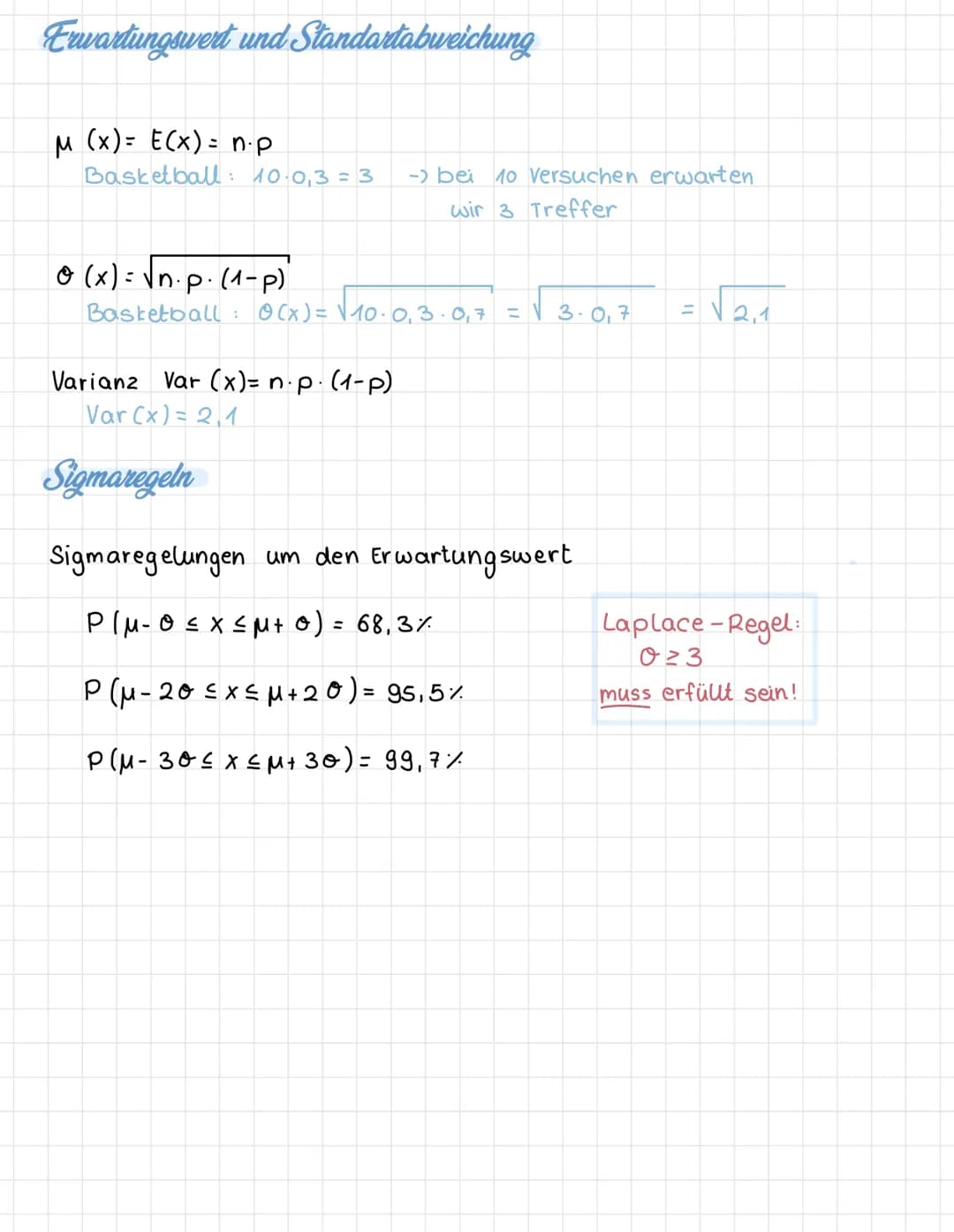 Bernoulli Formel
k-Treffer
P(x = k) = (2) p² ⋅ (1-p)n-k
Wahrsch.
für Treffer Gegenwahr.
Wahrsch.
für k-Treffer
GTR
Anzahl Möglichkeiten
bein