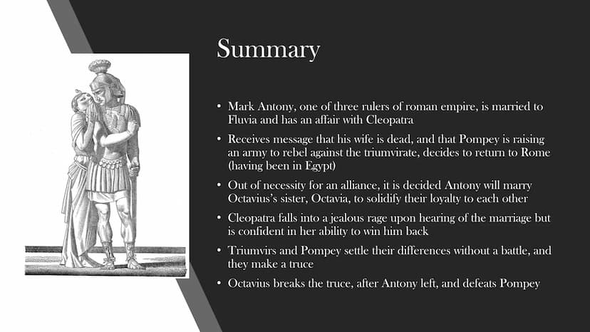 AID
Antony and
Cleopatra -
Shakespeare
A presentation from (NAME) Structure
1. Summary
2. Character Introductions
3. Interpretation
4. Histo
