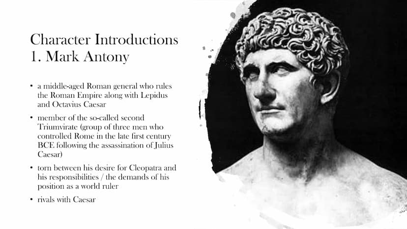AID
Antony and
Cleopatra -
Shakespeare
A presentation from (NAME) Structure
1. Summary
2. Character Introductions
3. Interpretation
4. Histo