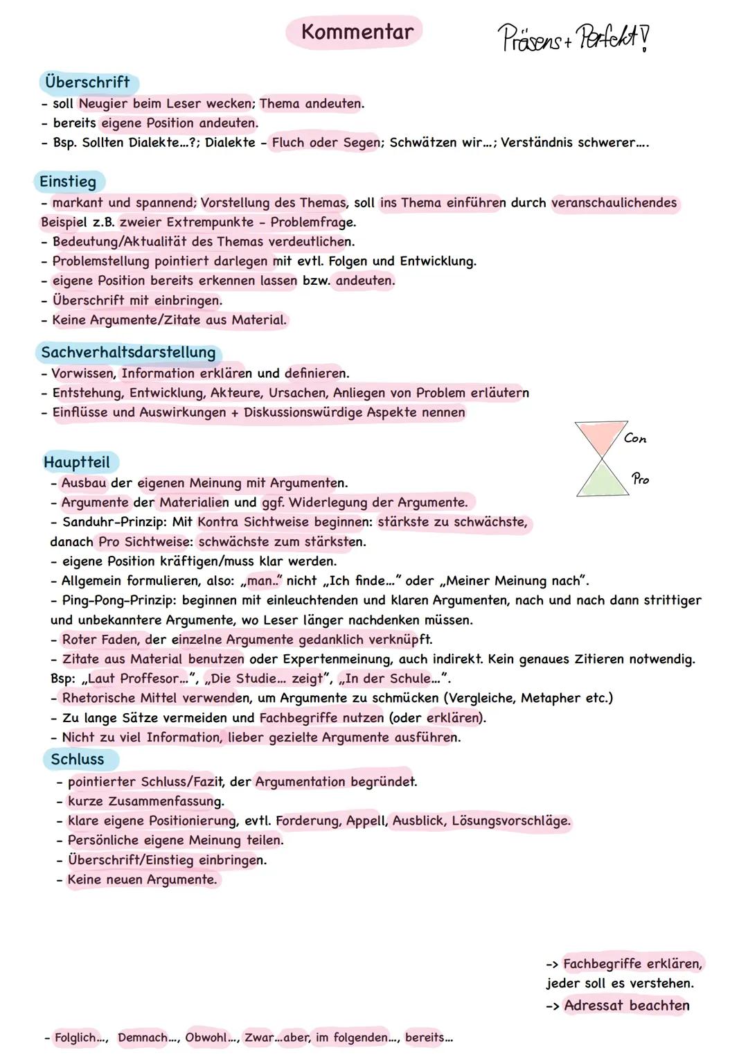 Kommentar Materialgestütztes Schreiben Beispiel Dialekte