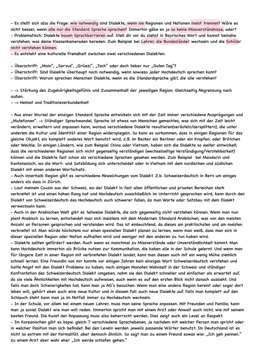 Kommentar
Überschrift
- soll Neugier beim Leser wecken; Thema andeuten.
- bereits eigene Position andeuten.
- Bsp. Sollten Dialekte...?; Dia