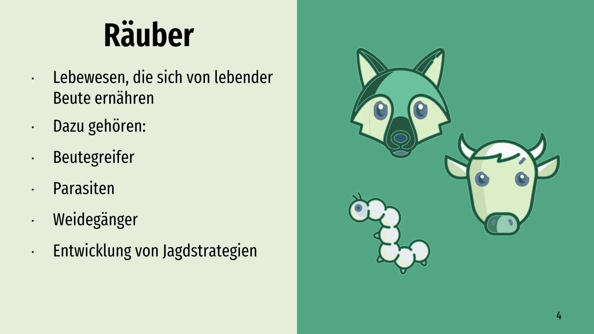 Räuber-Beute-Beziehung
Lotka-Volterra-Regeln Räuber - Beute - Beziehung
→
Definition
Räuber
Inhaltsverzeichnis
Beute
Populationsentwicklung
