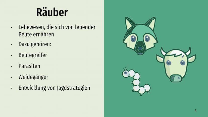 Räuber-Beute-Beziehung
Lotka-Volterra-Regeln Räuber - Beute - Beziehung
→
Definition
Räuber
Inhaltsverzeichnis
Beute
Populationsentwicklung
