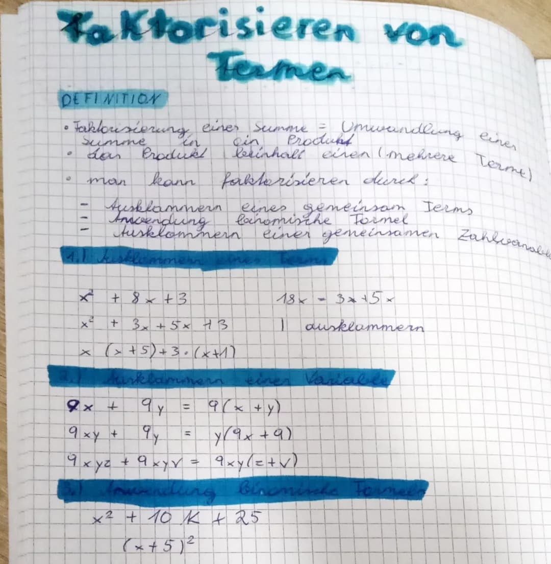 Faktorisieren von Termen