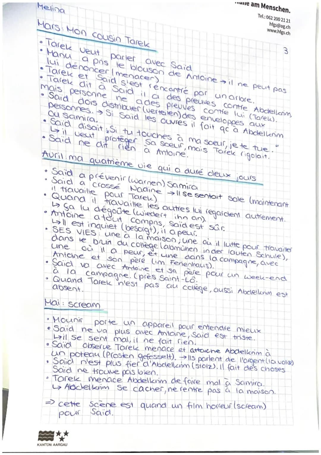 U
Höhere Fachschule
Gesundheit und Soziales
Aarau
Melina
FELS
•
Said
• 11 ans
•habite dans un banlieu parisien
étudie au collège Camille Cla