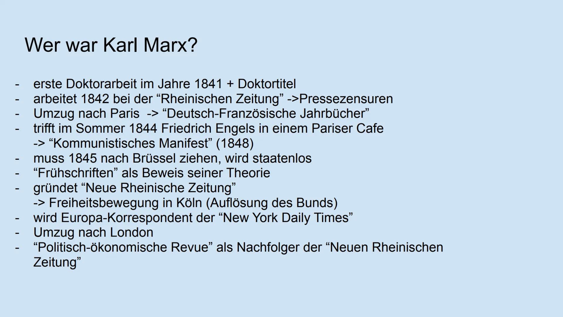AAAAA
af
Karl Marx und seine Lehre
des Marxismus
Präsentation von Iman Ahmad Inhaltsverzeichnis
-
-
- Der Kapitalismus aus Marx' Sicht
Das K