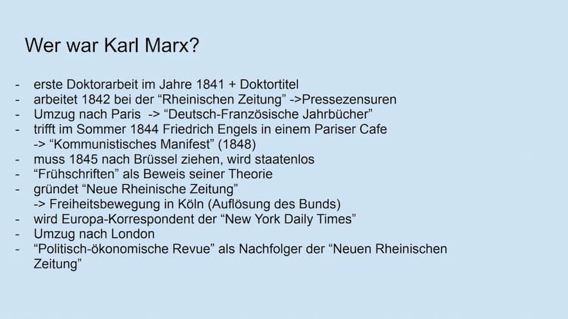 AAAAA
af
Karl Marx und seine Lehre
des Marxismus
Präsentation von Iman Ahmad Inhaltsverzeichnis
-
-
- Der Kapitalismus aus Marx' Sicht
Das K