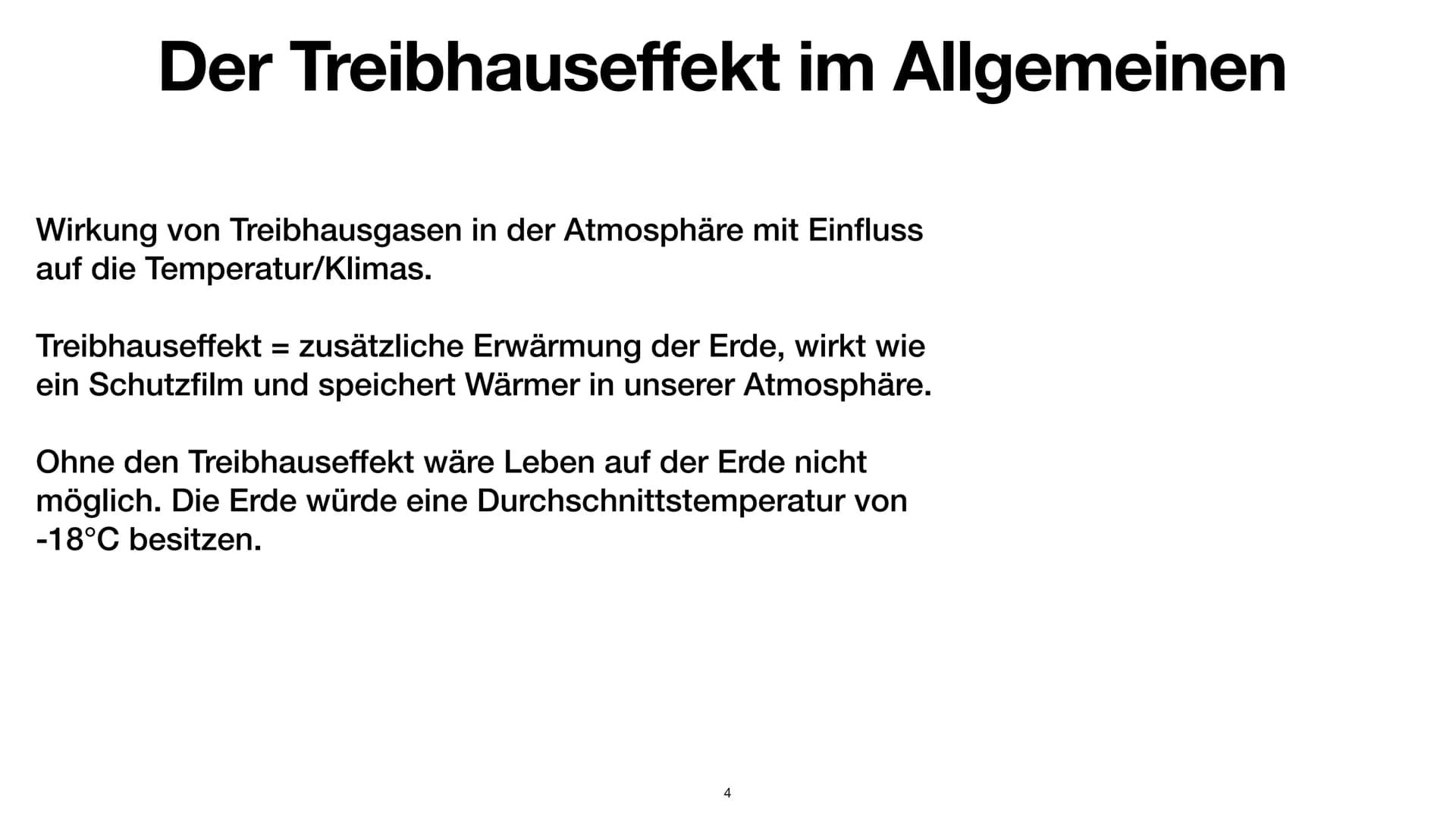 Der Treibhauseffekt und seine
Auswirkungen auf den Planeten und
die Gesellschaft Inhalt
Der Treibhauseffekt im Allgemeinen
- Natürlicher Tre
