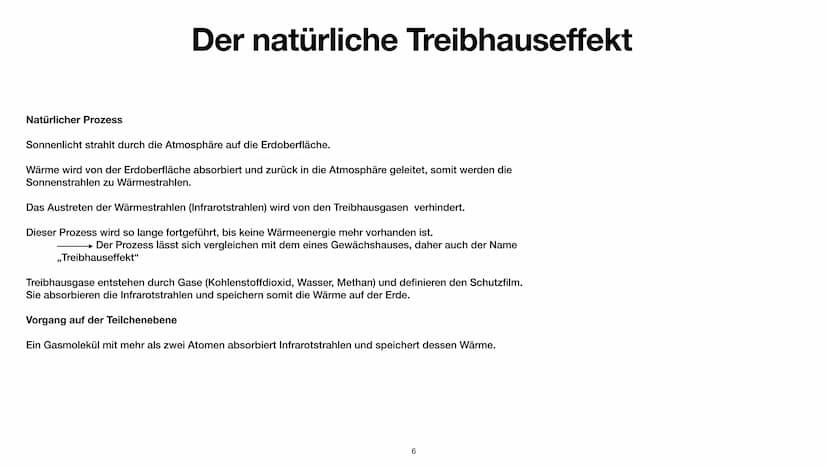Der Treibhauseffekt und seine
Auswirkungen auf den Planeten und
die Gesellschaft Inhalt
Der Treibhauseffekt im Allgemeinen
- Natürlicher Tre