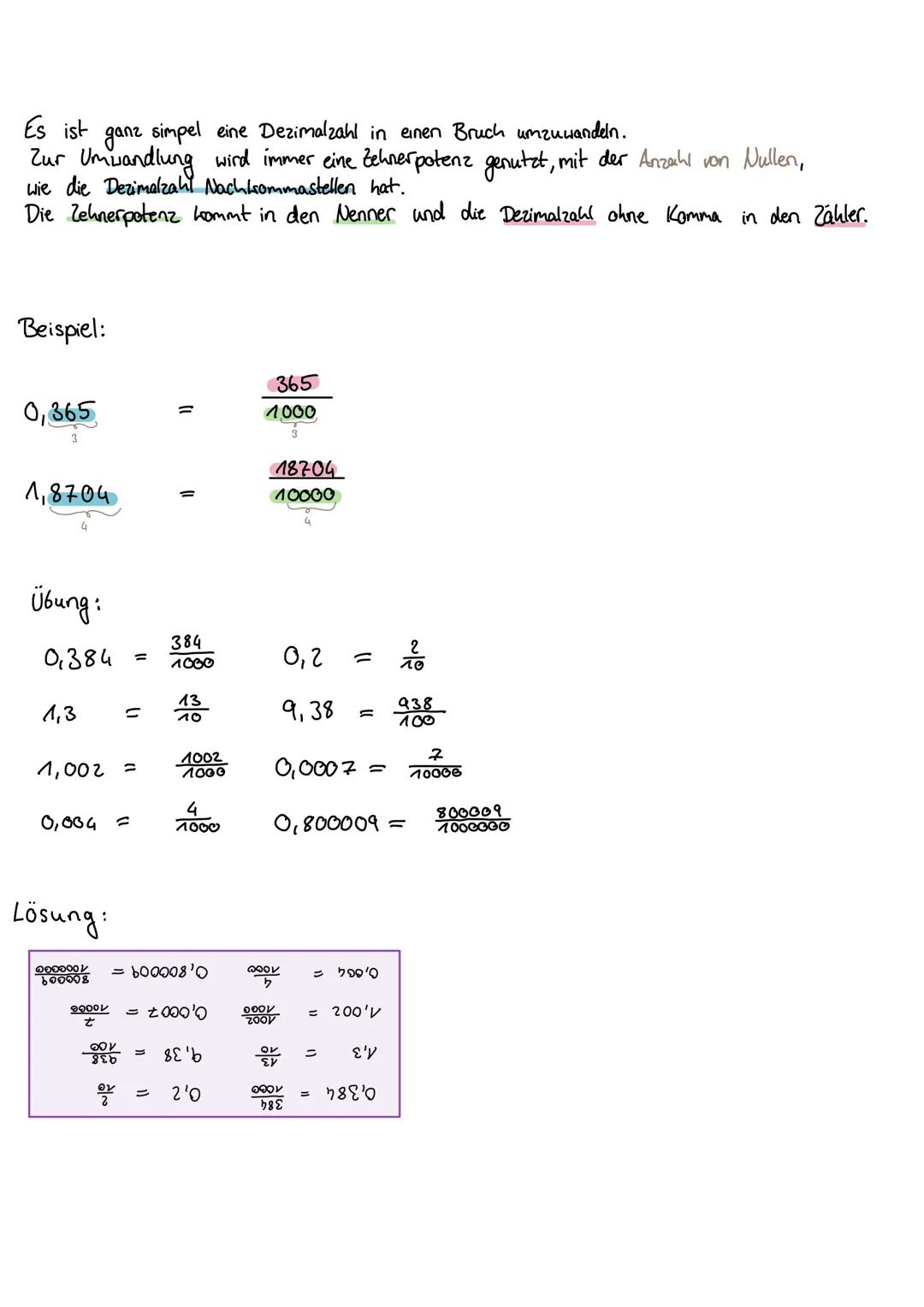 Es ist ganz simpel eine Dezimalzahl in einen Bruch umzuwandeln.
Zur Umwandlung wird immer eine Zehnerpotenz genutzt, mit der Anzahl von Null
