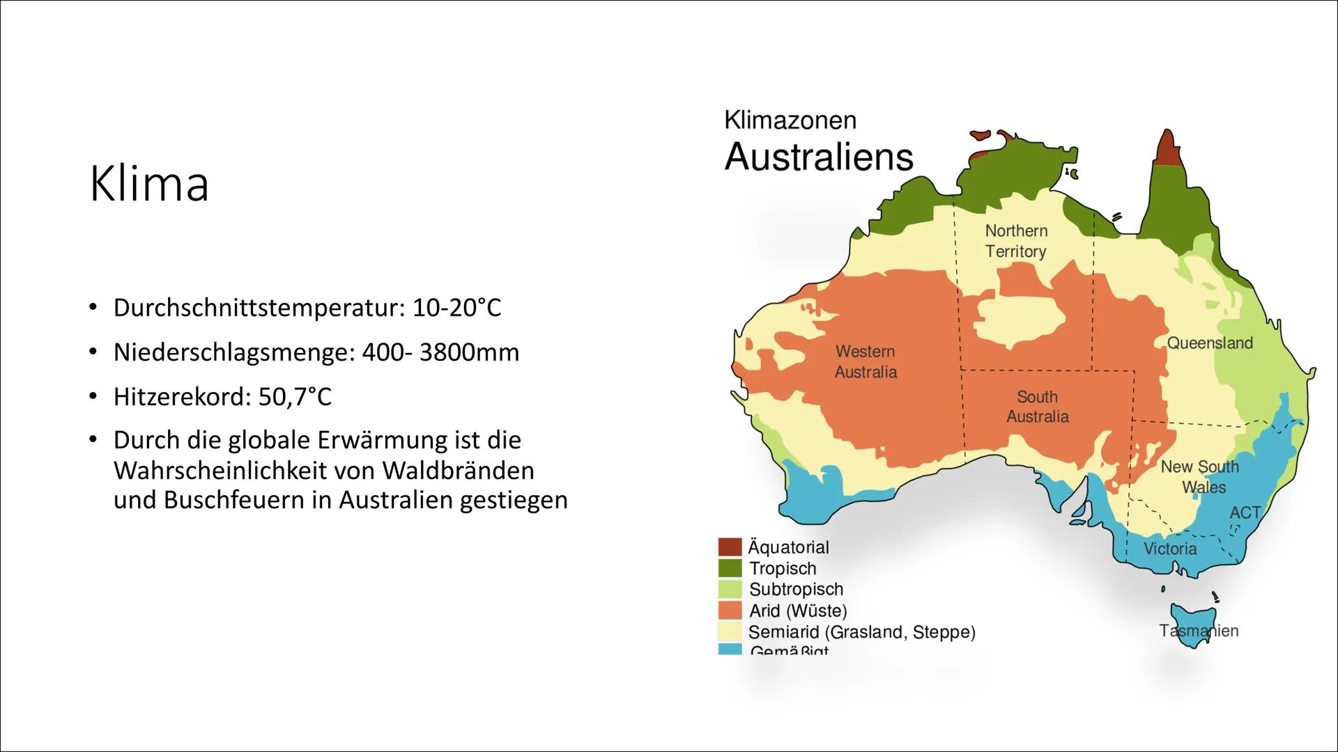 Australien # Gliederung

*   Allgemeine Fakten
*   Geographisch & Klima
*   Bevölkerung
*   Geschichte
*   Kultur
*   Politik & Wirtschaft
*