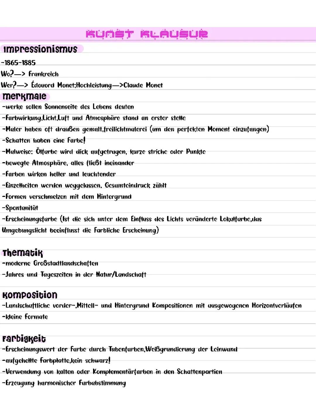 Zusammenfassung des Impressionismus (Bildanalyse)