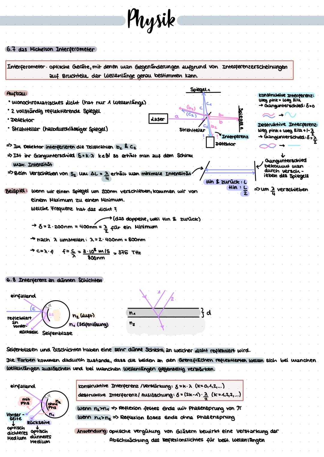 # Physik

6.7 das Michelson Interferometer

Interferometer. optische Geräte, mit denen wan Gegenänderungen aufgrund von Interferenzerscheinu