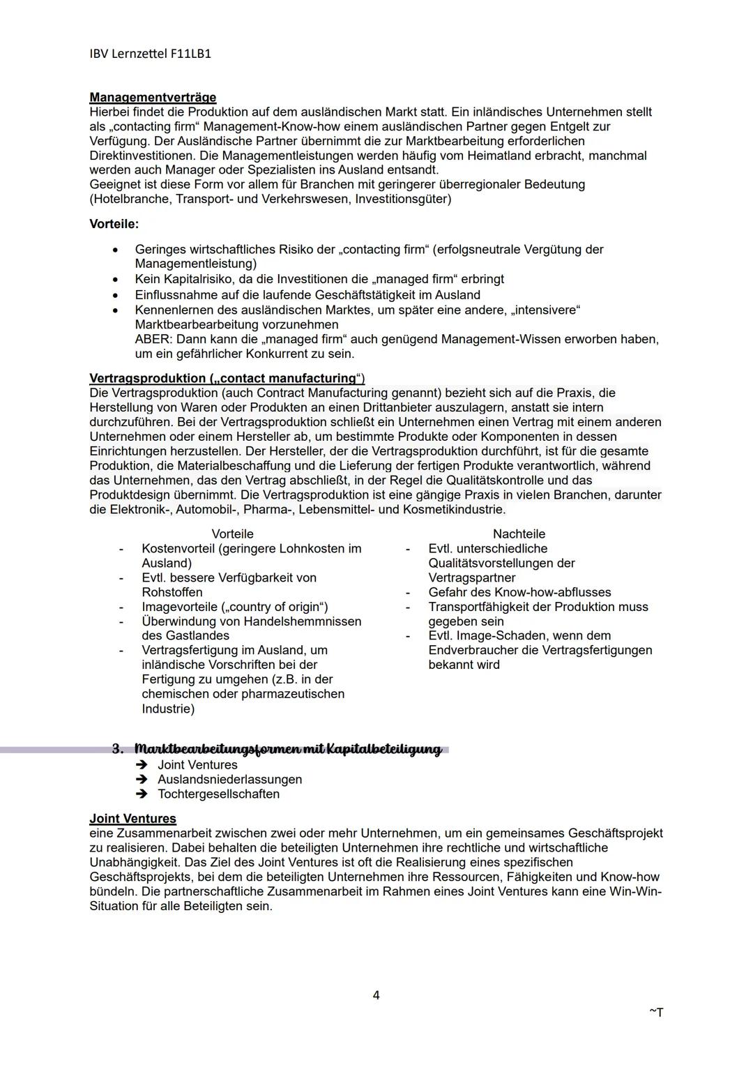# IBV Lernzettel F11LB1

# Ein Unternehmen International ausrichten

Internationalisierung Geographische Ausdehnung ökonomischer Aktivitäten
