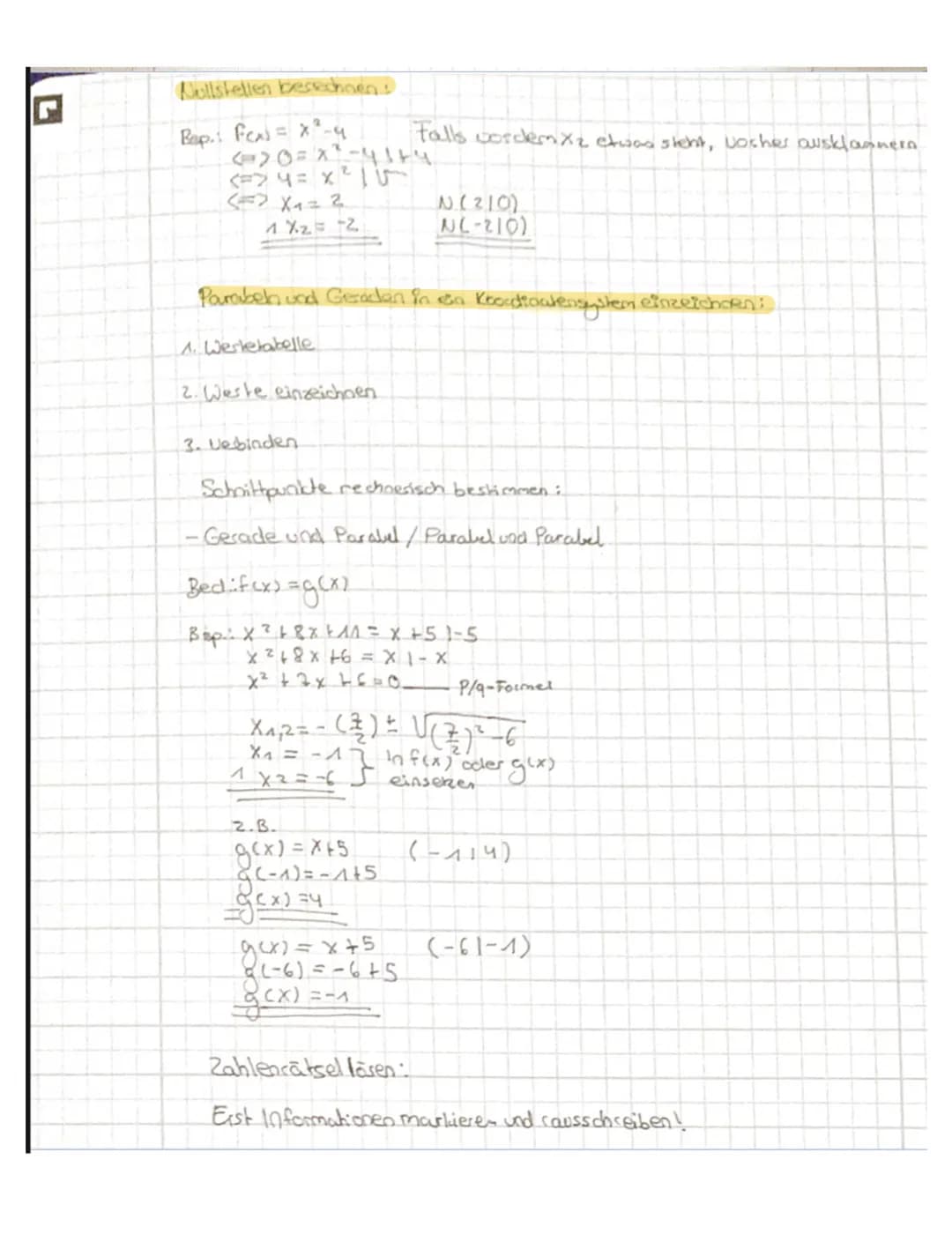Lerne den Scheitelpunkt quadratischer Funktionen und Nullstellen zu berechnen!
