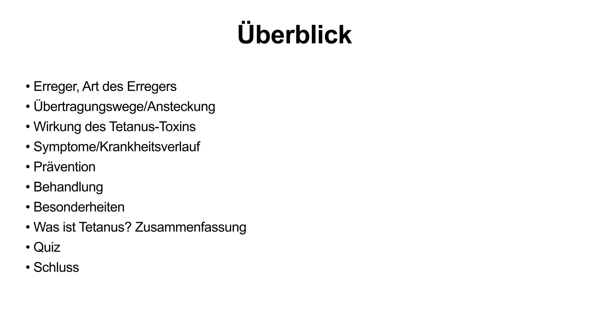 Tetanus
Wundstarrkampf
Amelie und Tasnim
JC
wiki How Erreger, Art des Erregers
• Übertragungswege/Ansteckung
●
●
●
Wirkung des Tetanus-Toxin